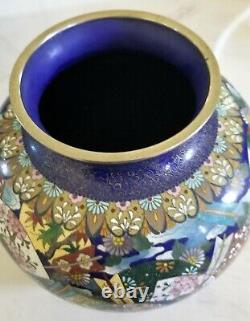 Rare ANTIQUE JAPANESE CLOISONNE silver wired VASE