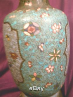 Rare Antique Japanese Cloisonne On Porcelain Style Vase