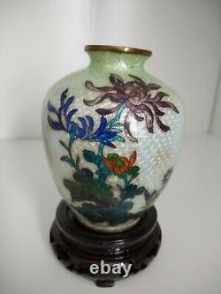 Rare Antique Japanese Ginbari Cloisonné Enamel Turquoise Vase, Meiji Period 3.5