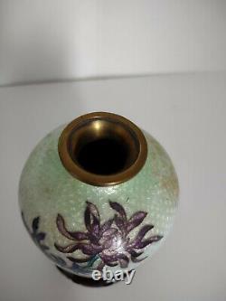 Rare Antique Japanese Ginbari Cloisonné Enamel Turquoise Vase, Meiji Period 3.5