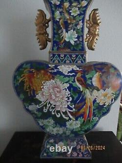 Rare Antique Japanese Meiji Cloisonne Empress Vase Large Bronze