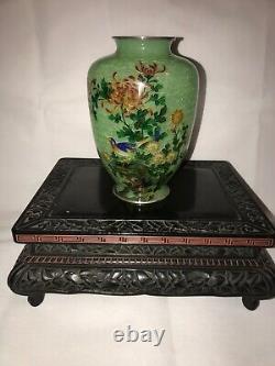 Rare Antique Japanese Plique-a-Jour Vase Silver