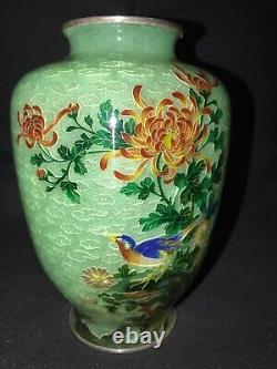 Rare Antique Japanese Plique-a-Jour Vase Silver