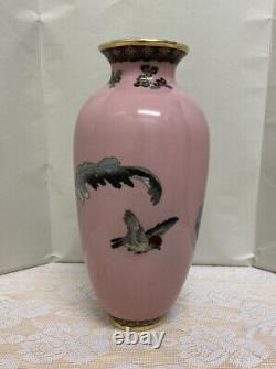 Rare Find! Antique Pink Japanese Meiji Cloisonne Vase Exc. Condition