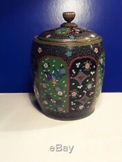 Rare Fine Antique Japanese Meiji Cloisonne Tobacco Jar