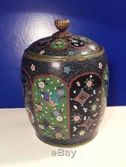 Rare Fine Antique Japanese Meiji Cloisonne Tobacco Jar