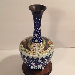 Rare Form Antique Japanese Ginbari Cloisonne Phoenix Vase Late Meiji Period