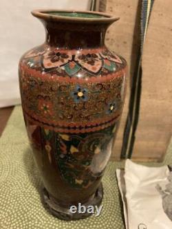 Rare! Japanese Antique Ando Cloisonne Store Dragon Phoenix Flower Arabesque Vase