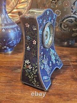 Rare Japanese Cloisonne Clock Ginbari Geisha Uranium Glass Face