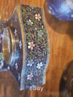 Rare Japanese Cloisonne Clock Ginbari Geisha Uranium Glass Face