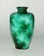 Rare Japanese Cloisonne Eanamel Vase With Wireless Jade Coloration Pib