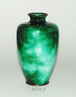 Rare Japanese Cloisonne Eanamel Vase With Wireless Jade Coloration PIB