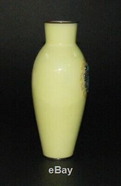 Rare Japanese Cloisonne Enamel Vase with Applied Silver Panel Ando Workshop