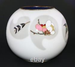 Rare Japanese Cloisonne Enamel Vase with Auspicious Symbols Marked Ando