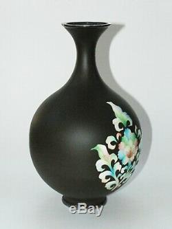 Rare Japanese Cloisonne Enamel Vase with Iron Finish Technique by Ando