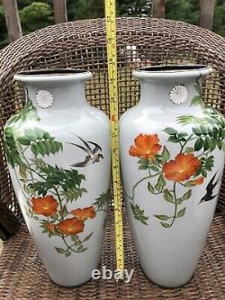 Rare Japanese Imperial Presentation Cloisonné Vases in wooden case with history