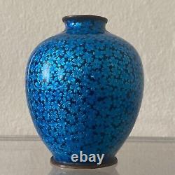 Rare Japanese Meiji Period vase SIGNED Gonda Hirosuke Electric Blue Floral