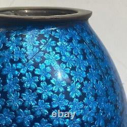 Rare Japanese Meiji Period vase SIGNED Gonda Hirosuke Electric Blue Floral