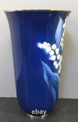 Rare Japanese Meiji Taisho Ando Cloisonne Vase With Lily Of The Valley