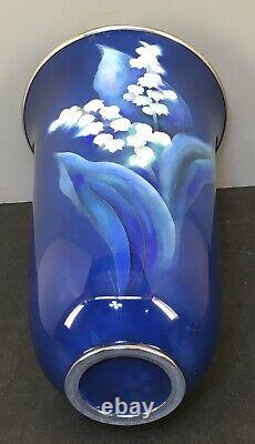 Rare Japanese Meiji Taisho Ando Cloisonne Vase With Lily Of The Valley