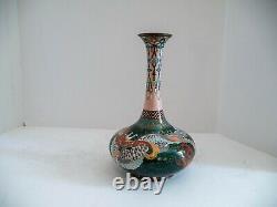 Rare Meiji Cloisonne Dragon Vase Trumpet Vase Antique Japanese Enamel Vase