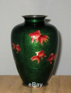Rare Meiji Japanese Ginbari Baisse-Taille Ginbari Cloisonne Enamel Vase Ando