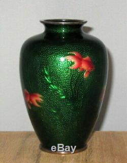 Rare Meiji Japanese Ginbari Baisse-Taille Ginbari Cloisonne Enamel Vase Ando