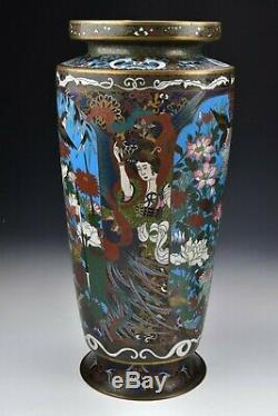 Rare Monumental Japanese Cloisonne Vases with Figures Meiji Period