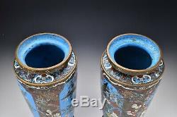 Rare Monumental Japanese Cloisonne Vases with Figures Meiji Period