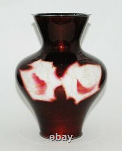 Rare Shaped Japanese Cloisonne Enamel Vase with Roses Ando Workshop PIB