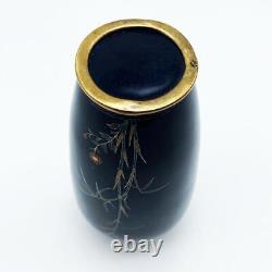 SPARROW BIRD Pattern CLOISONNE Ware Antique Vase 4.8 inch Japanese MEIJI Era