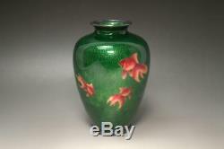 SVG04 Japanese Meiji era Goldfish Ando shippo cloisonne enamel vase pure silver
