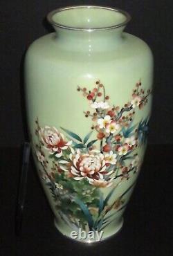 Signed Ando Jubei Cloisonne Vase Japanese Silver Mark 12.5 Vtg Antique Taisho