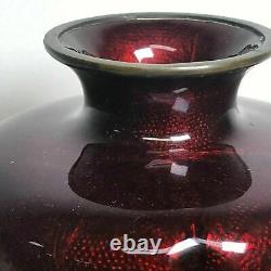 Signed Japanese Meiji Bronze Cloisonne Vase Red Foil