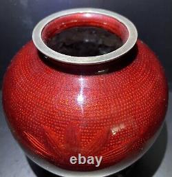 Signed Vintage Japanese cloisonne ginbari vase, Base Included