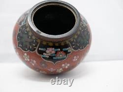 Silver Wire Cloisonne Vase Butterfly Flower Motif, Oriental Enamel Oriental Vase