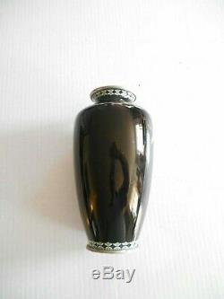 Silver base and wire Japanese Cloisonne vase mid 20th century