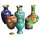 Six Miniature Antique Japanese Meiji Cloisonne Enameled Flower Vases C1920