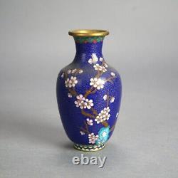 Six Miniature Antique Japanese Meiji Cloisonne Enameled Flower Vases C1920