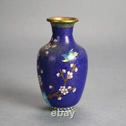 Six Miniature Antique Japanese Meiji Cloisonne Enameled Flower Vases C1920