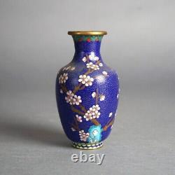 Six Miniature Antique Japanese Meiji Cloisonne Enameled Flower Vases C1920