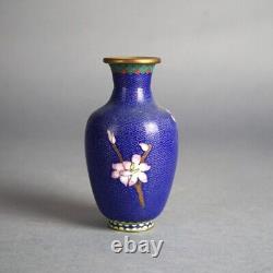 Six Miniature Antique Japanese Meiji Cloisonne Enameled Flower Vases C1920