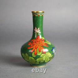 Six Miniature Antique Japanese Meiji Cloisonne Enameled Flower Vases C1920