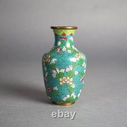 Six Miniature Antique Japanese Meiji Cloisonne Enameled Flower Vases C1920