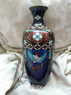 Spectacular Large Antique Japanese Cloisonne Vase With Dragon and Phoenix