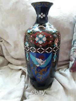 Spectacular Large Antique Japanese Cloisonne Vase With Dragon and Phoenix