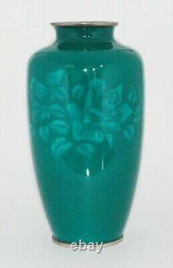 Stout Japanese Enamel Vase with Wireless (Musen) Flowers Sato PIB