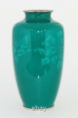 Stout Japanese Enamel Vase with Wireless (Musen) Flowers Sato PIB