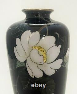 Stunning Japanese Cloisonne Enamel Vase with Flower and Bird Signed by Miwa