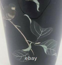 Stunning Japanese Cloisonne Enamel Vase with Flower and Bird Signed by Miwa